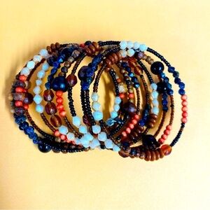 Beaded Boho Spiral Bracelet Jewel Toned Women's​